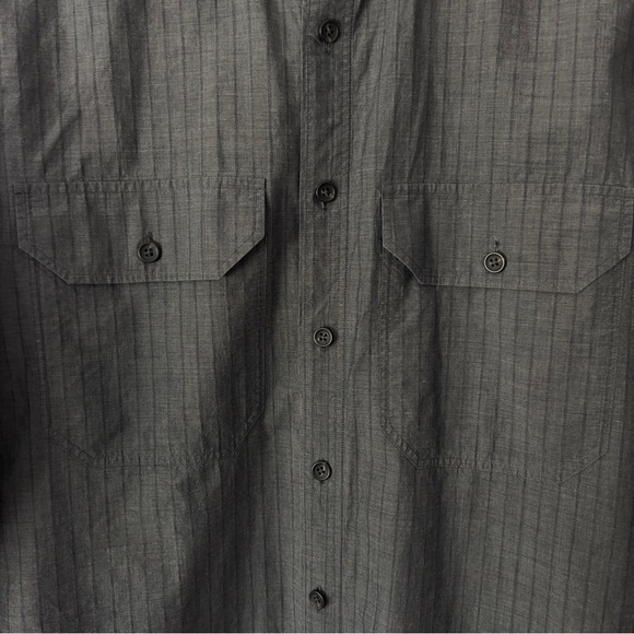 Theory Striped Button Down Long Sleeve Cotton Shirt - Picture 3 of 5